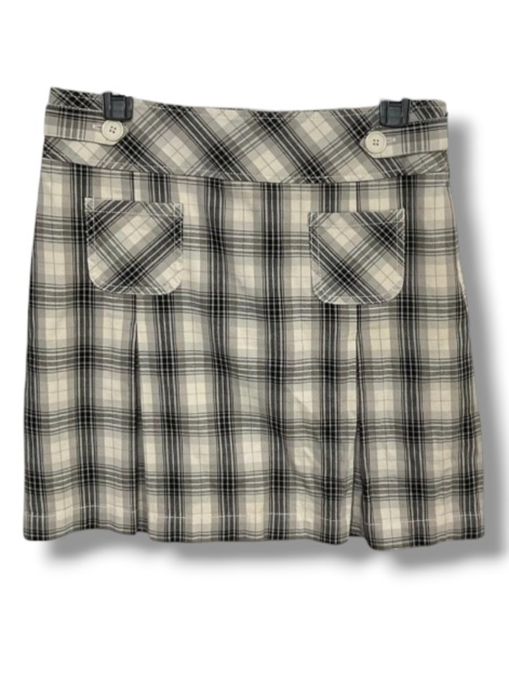 Ann Taylor LOFT Women’s Plaid Mini Skirt Black & Cream School Girl Classic